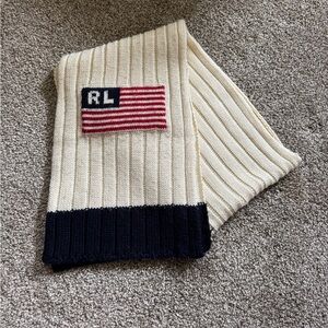 Polo Jeans Company Ralph Lauren Scarf Adult Wool Blend Knit American Flag Casual